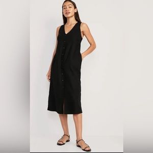 Old Navy Sleeveless Button-Front Linen-Blend Maxi Shift Dress